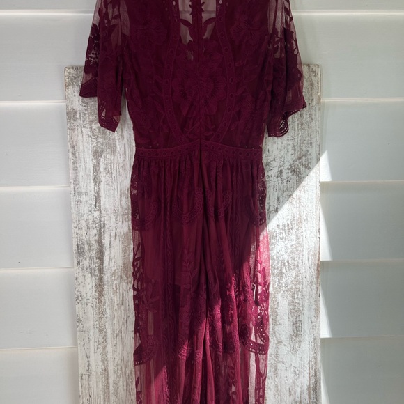 Honey Punch Red Flutter Sleeve V-Neck Sundress - Picture 11 of 13